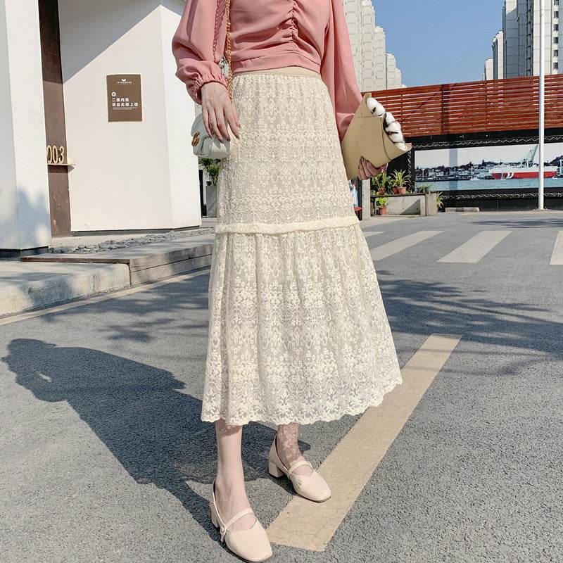 Spring Summer Women High waist Lace Midi Skirt - EX-STOCK Canada