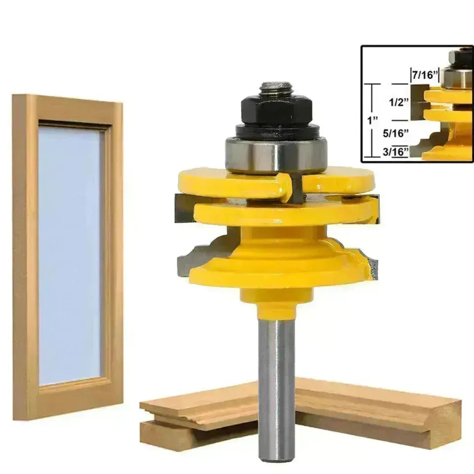 Porta di vetro in legno professionale e binario per finestre e bit router reversibile