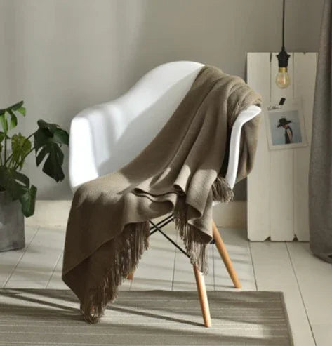 Manta pequeña de punto con flecos, manta para siesta, manta para sofáEX-STOCK Canada