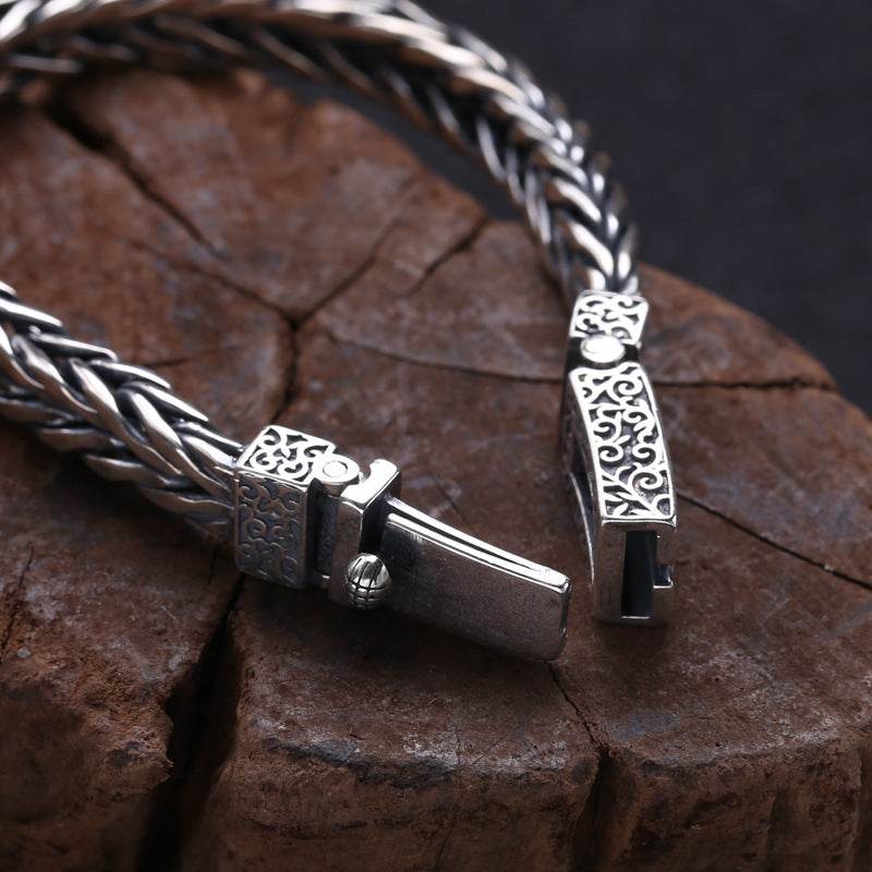 925 Sterling Silver Jewelry Men's Braided Rattan Bracelet EX-STOCK Canada
