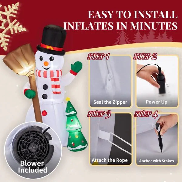 6.2FT Lighted Christmas Inflatable Decoration, Inflatable Snowman Holding Groom, Funny Blow Up Yard Decorations With Built-in LED Lights For Holiday Party Front Yard Lawn Garden Decor EX-STOCK Canada