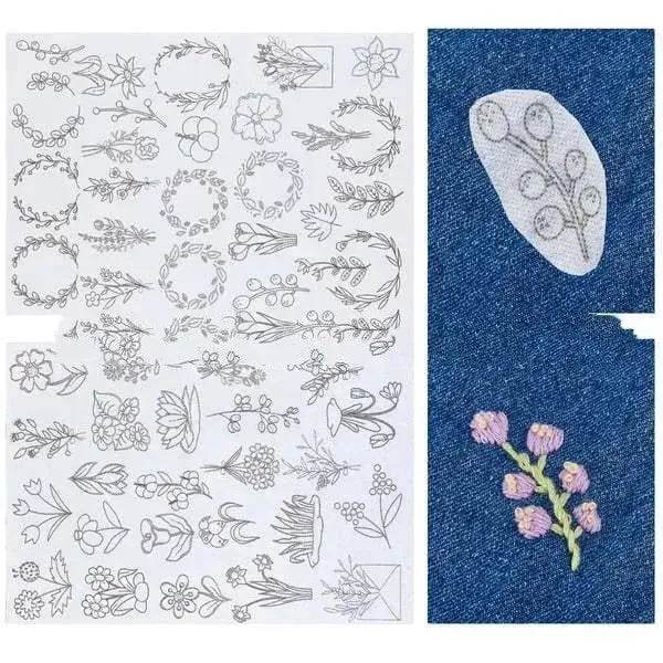 50pcs Water Soluble Stick and Stitch Embroidery Patterns stickers for Clothes - EX-STOCK Canada