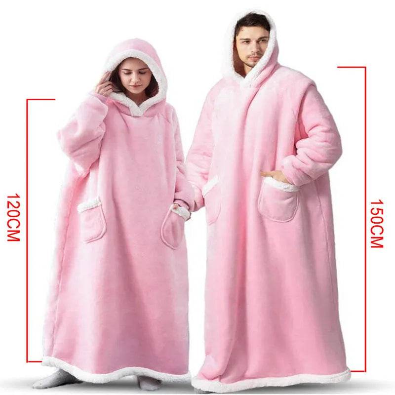 Fleece Oversized Hoodie Blanket Winter Warm Home Clothes Women Men Oversized Pullover With Pockets - EX-STOCK Canada