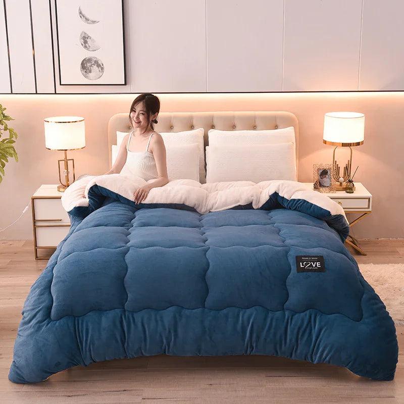 New Thick Lambskin Winter Duvet Insert Double-sided Velvet Lambswool Warm Quilt EX-STOCK Canada