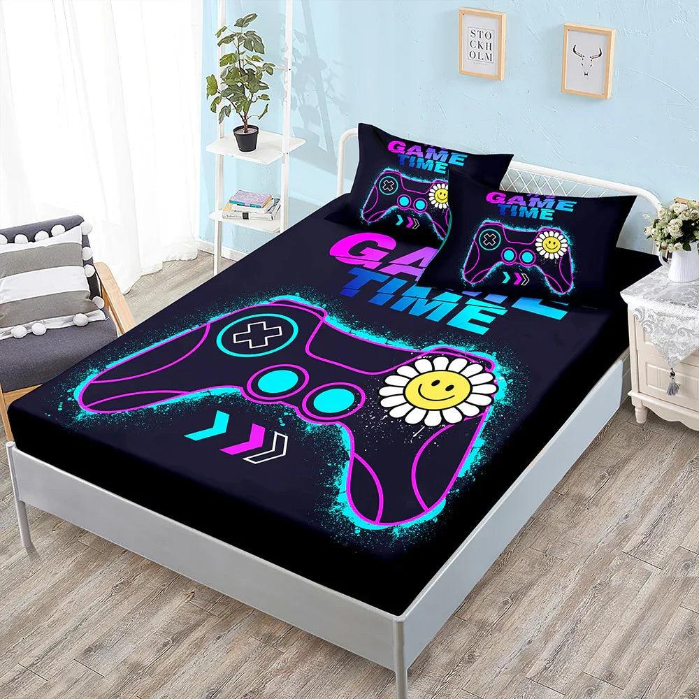 Fitted Sheet Duvet Cover Three-piece Gamepad Cool Mattress Cover EX-STOCK Canada