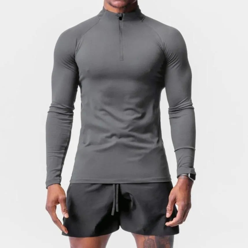 Men Quick Drying Long Sleeve Half Zip Activewear Muscle Fitted shirt Workout Gym T-shirt Top - EX-STOCK CANADA