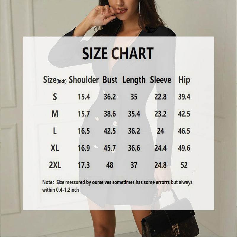 Elegant Women Long Sleeve Deep V-neck Corporate Office Blazer Dress - EX-STOCK Canada