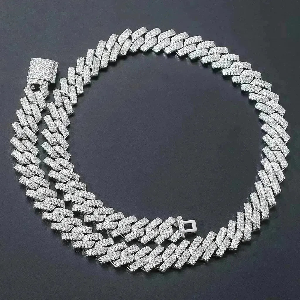 Cubic Copper Inlaid Zircon stone 14mm Diamond Cuban Link Chain necklace