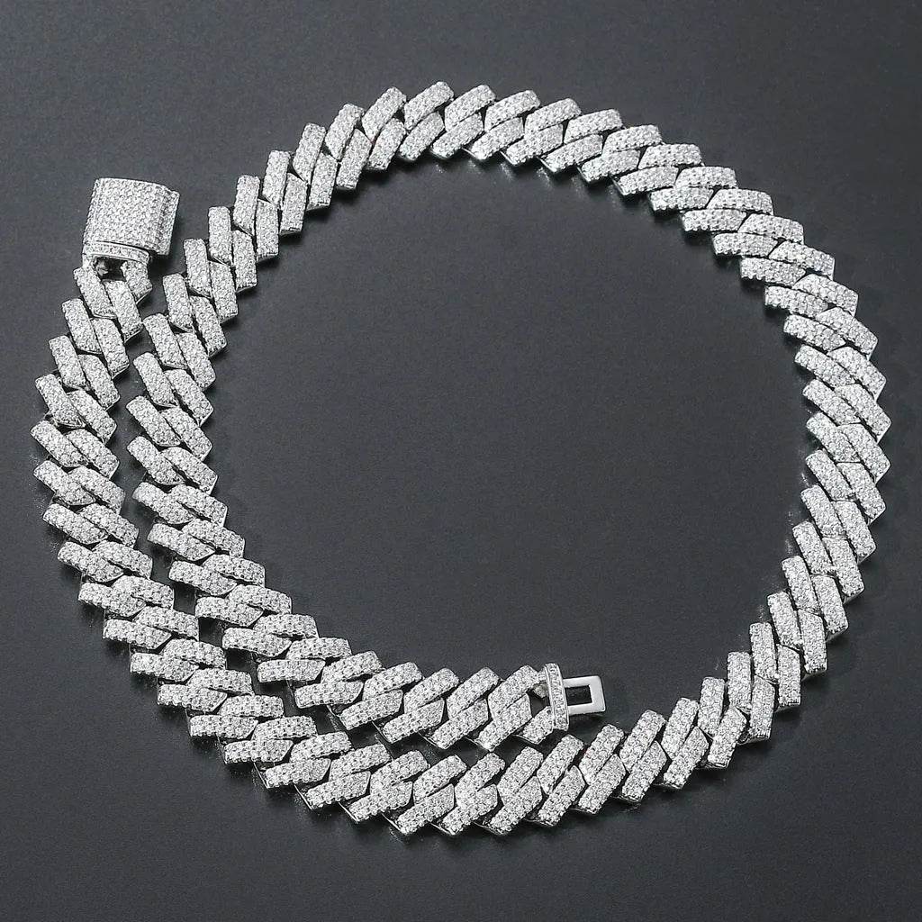 Cubic Copper Inlaid Zircon stone 14mm Diamond Cuban Link Chain necklace - EX-STOCK Canada