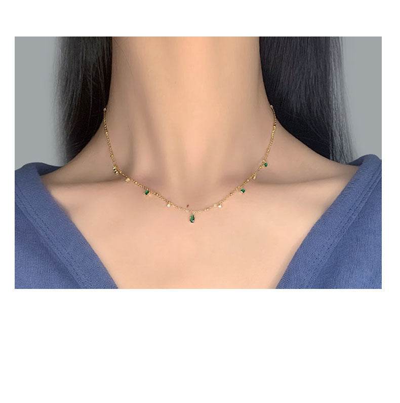 Generous water drop emerald zircon necklace - EX-STOCK Canada