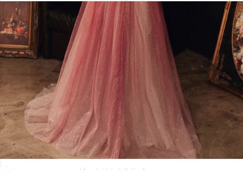 Evening Female Toast Dress Red Bridal Dinner Tube Top Long Dress Host Fairy Spirit EX-STOCK Canada