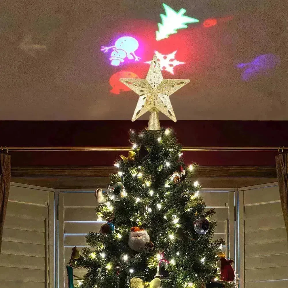 Arbre de Noël supérieur clair étoile de flocon de neige forme de projecteur laser LED Lights de Noël Ornement de l'arbre de Noël
