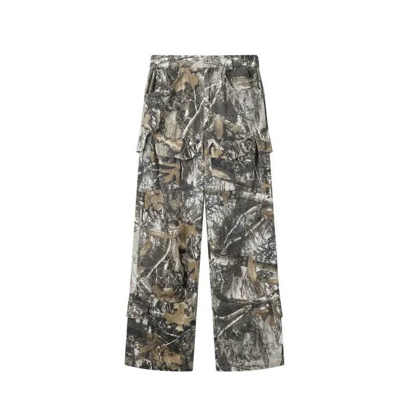 Loose Straight Tree Worn Looking Washed-out Camouflage Printed Cargo pant Men - EX-STOCK Canada