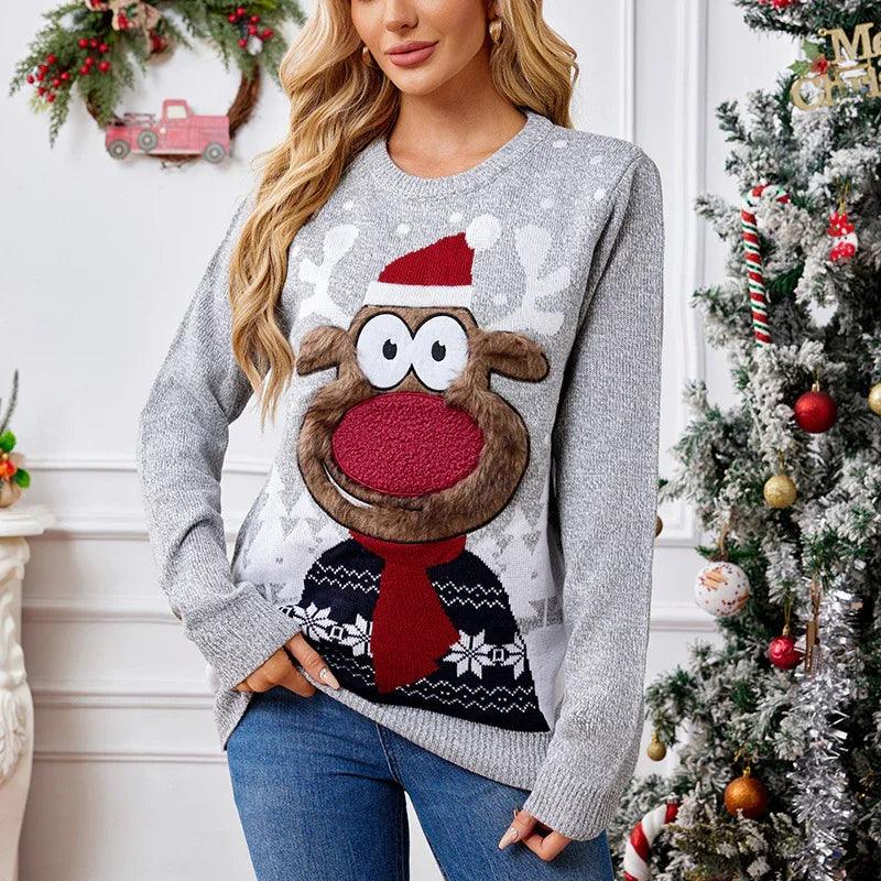 Loose Casual Parent-child Gray Pullover Christmas Sweater EX-STOCK Canada