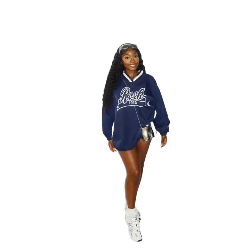 Damenbriefdruck Farbblock Lockeres SweatshirtEX-STOCK Canada