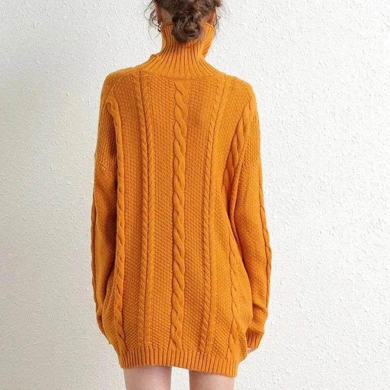 Oversize Knitted Mini turtleneck sweater dress Tunic sweater - EX-STOCK Canada
