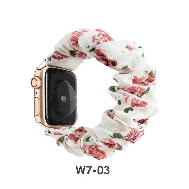 Women Replaceable Sew Floral Elastic Hair Band Strap Wristband for iwatch - EX-STOCK Canada