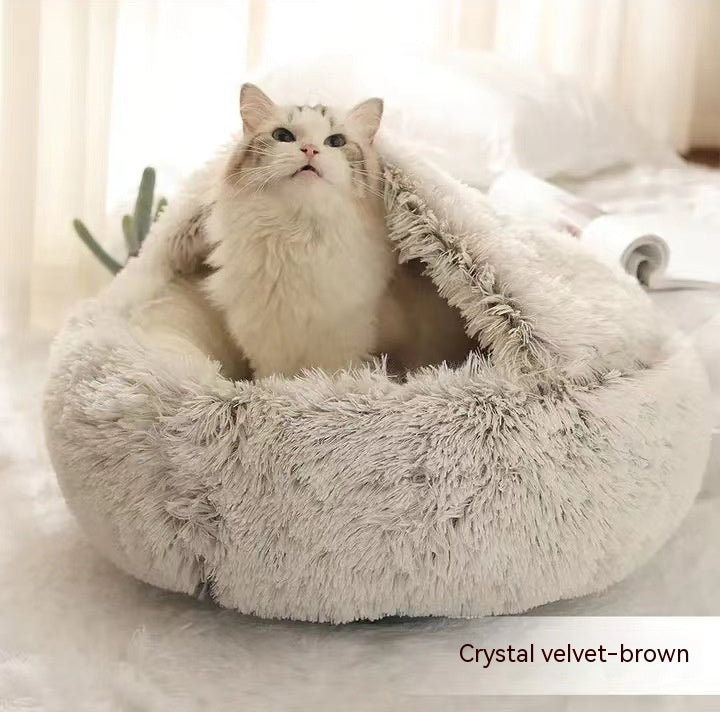 2 In 1 Dog And Cat Bed Pet Winter Bed Round Plush Warm Bed House Soft Long Plush Pets Bed Pet Products EX-STOCK Canada