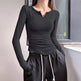 Long Sleeve V-neck Gym t-shirt for Women Athleisure top - EX-STOCK Canada