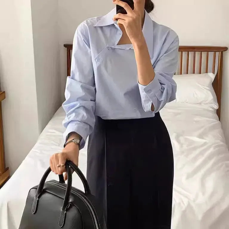 Professional Office Business Long sleeve cotton work shirt for women - EX-STOCK CANADA
