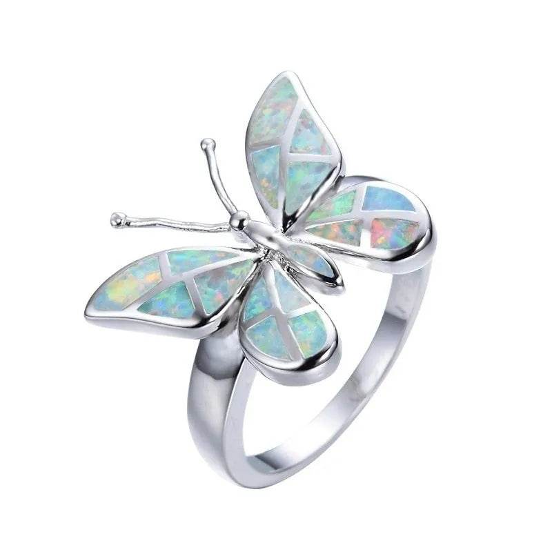 Fashion Opal Blue Butterfly Shape Ring Wedding Ring for Women - EX-STOCK Canada