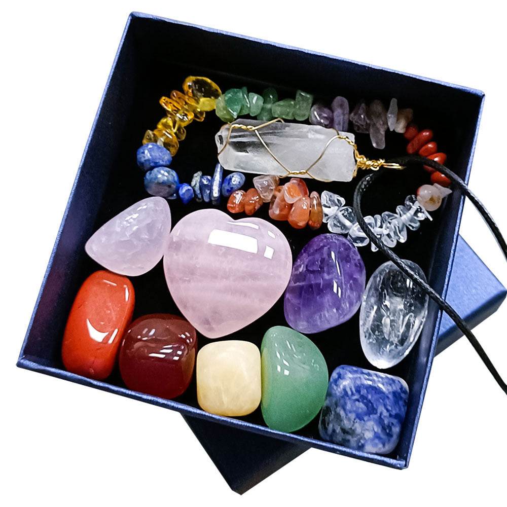 Crystal Jade Chakra Combination Set Love Hexagon Pillar 4pcs Jewelry set - EX-STOCK Canada
