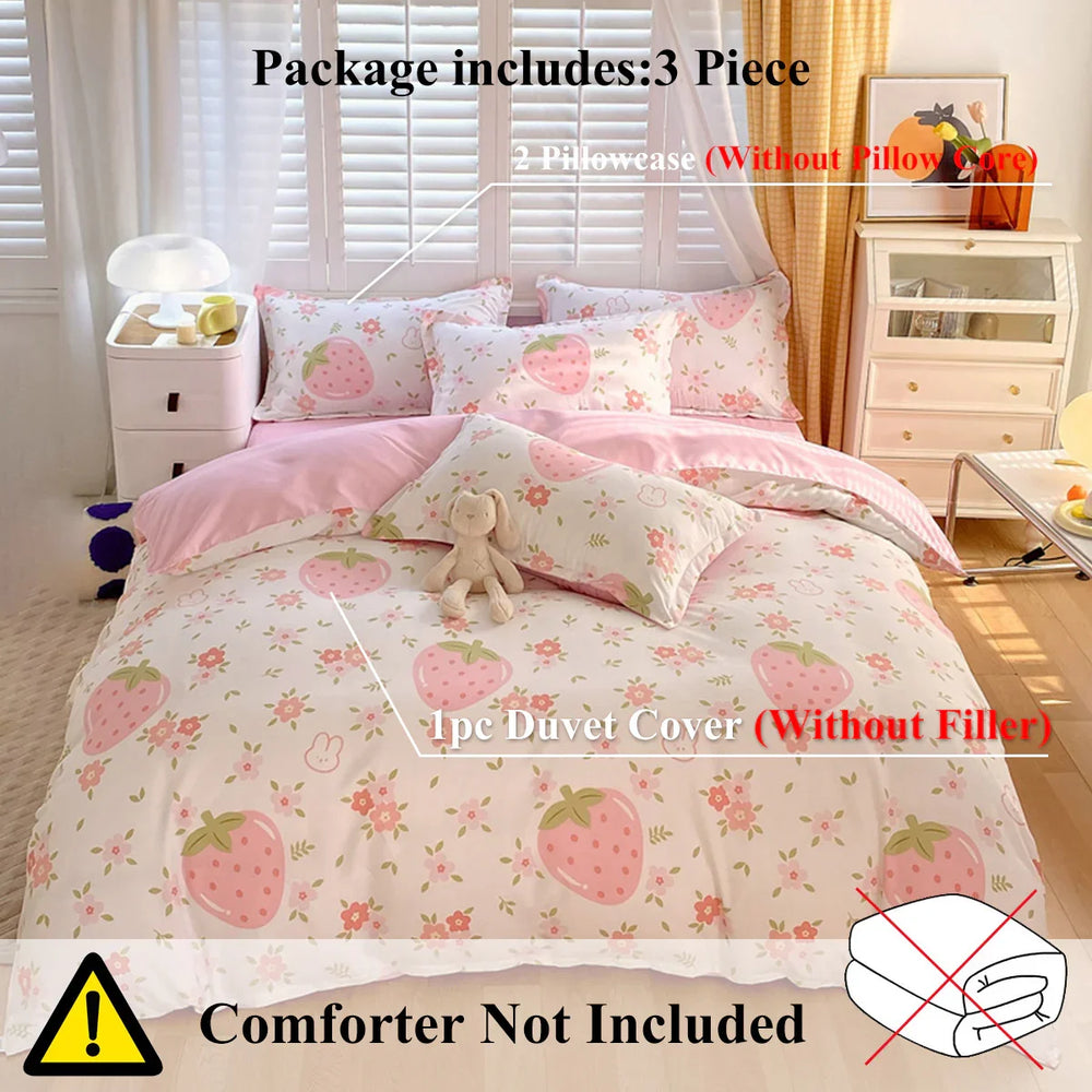 3 Piece Strawberry Duvet Cover Set Strawberry Print Bedding For Home Bedroom Decor Microfiber Quilt Cover Gifts Twin Full Queen King Size EX-STOCK Canada