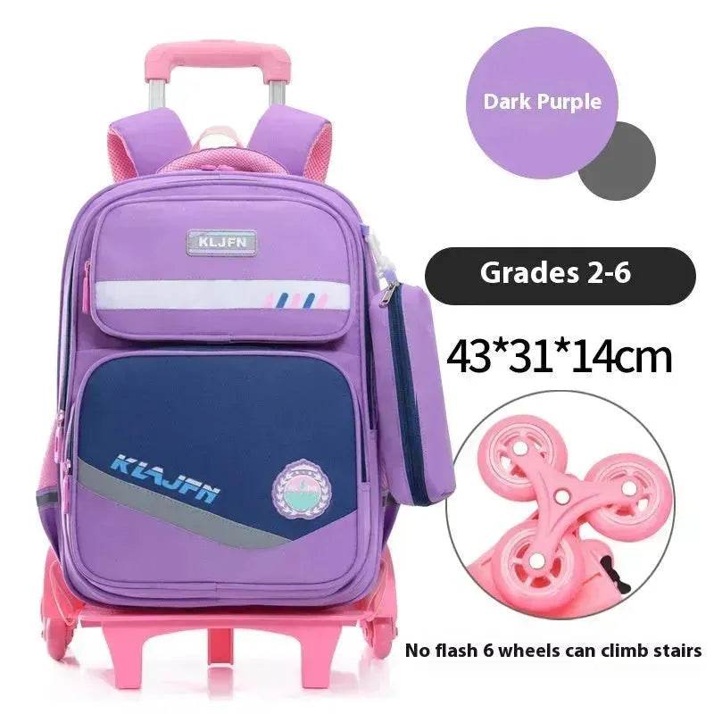 Portable Burden Alleviation Bull Wheel Trolley Schoolbag Bookbag for Boy and Girl - EX-STOCK Canada