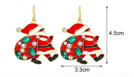 Personalized Cute Santa Claus Earrings With Colorful Rhinestones Ins Fashion Christmas Earrings For Women Jewelry - EX-STOCK Canada