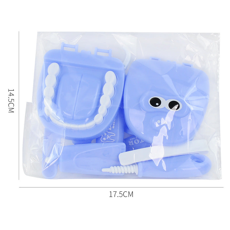 Kids’ 9-Piece Pretend Dentist Toy Set – Blue, Pink, Yellow & Green packing