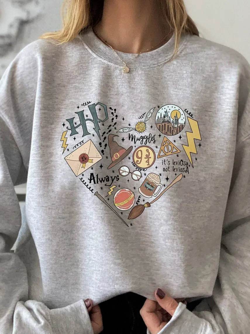 Digital Printing Sweater Hipster Round Neck Pullover Long Sleeve Sweater Women - EX-STOCK Canada