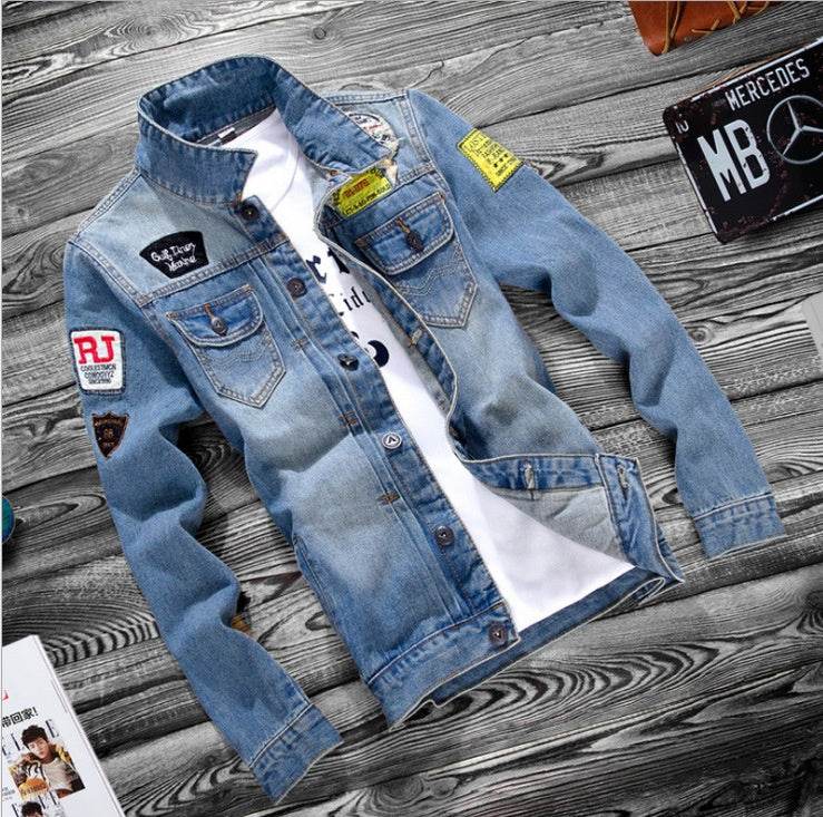 Fashion lapel men's denim jacket jacket men casual Jeans - EX-STOCK Canada
