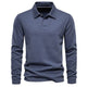Fashion Plain Lapel Long-sleeved Polo Shirt Men's Casual Autumn Polo sweatshirt - EX-STOCK Canada