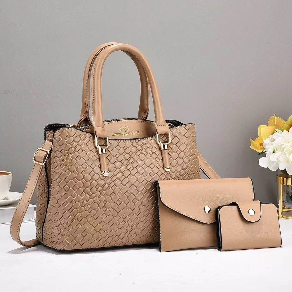 Woven Texture Three-piece Set Large Capacity One Shoulder Combination Bags women - EX-STOCK Canada