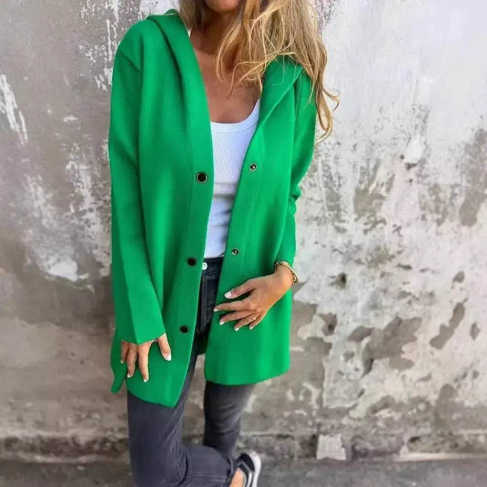 Fall Casual Single Breasted Hooded Cashmere Cardigan Jacket for women - EX-STOCK Canada
