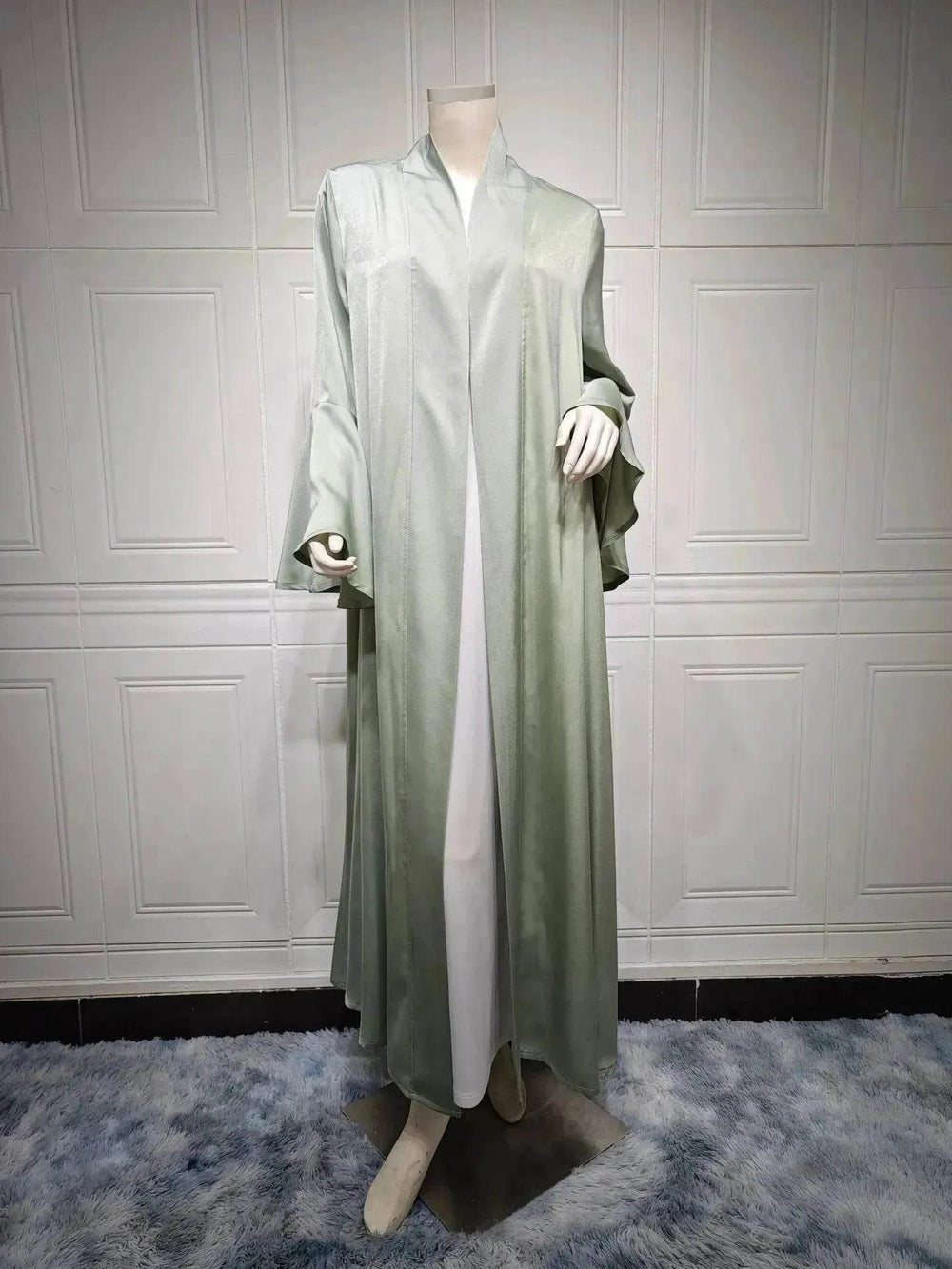 Abaya two piece set Elegant Satin Plain Color Abaya Kimono Open front Abaya Dubai Abaya wear for Middle East Women - EX-STOCK Canada