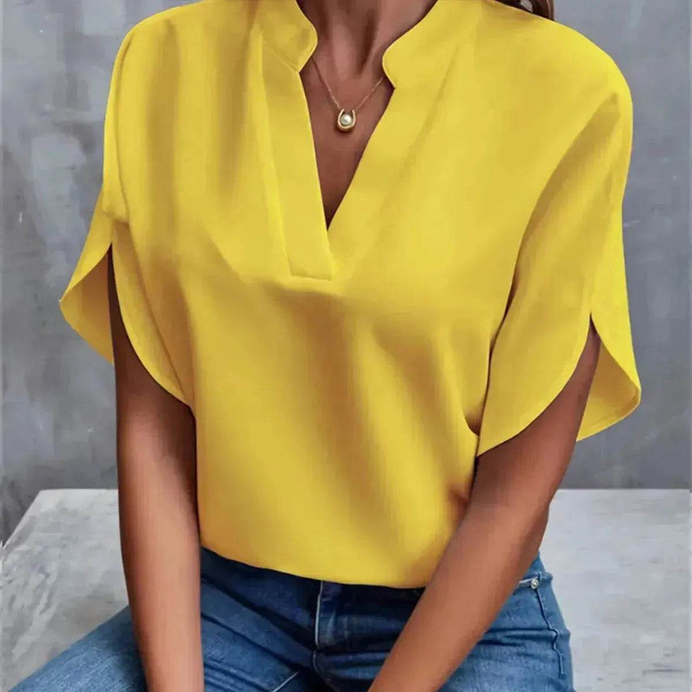 Summer Short-sleeved Chiffon Shirt New V-neck blouse Women's Casual Versatile Clothing Evening Tops for Women - EX-STOCK Canada