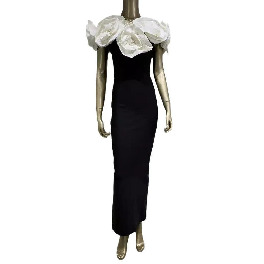 Robe blanche à fleurs grandes pour femmes avec bandeEX-STOCK Canada