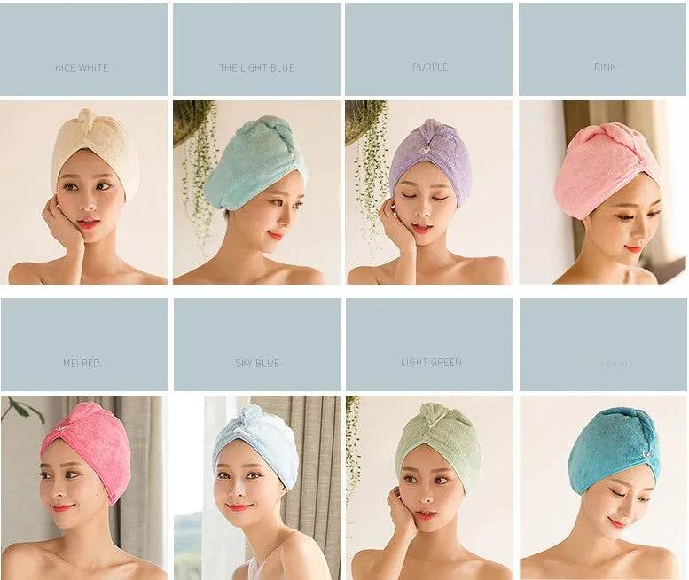Women's Microfiber Hair Dryer Cap Absorbent Hair Towel. - EX-STOCK Canada