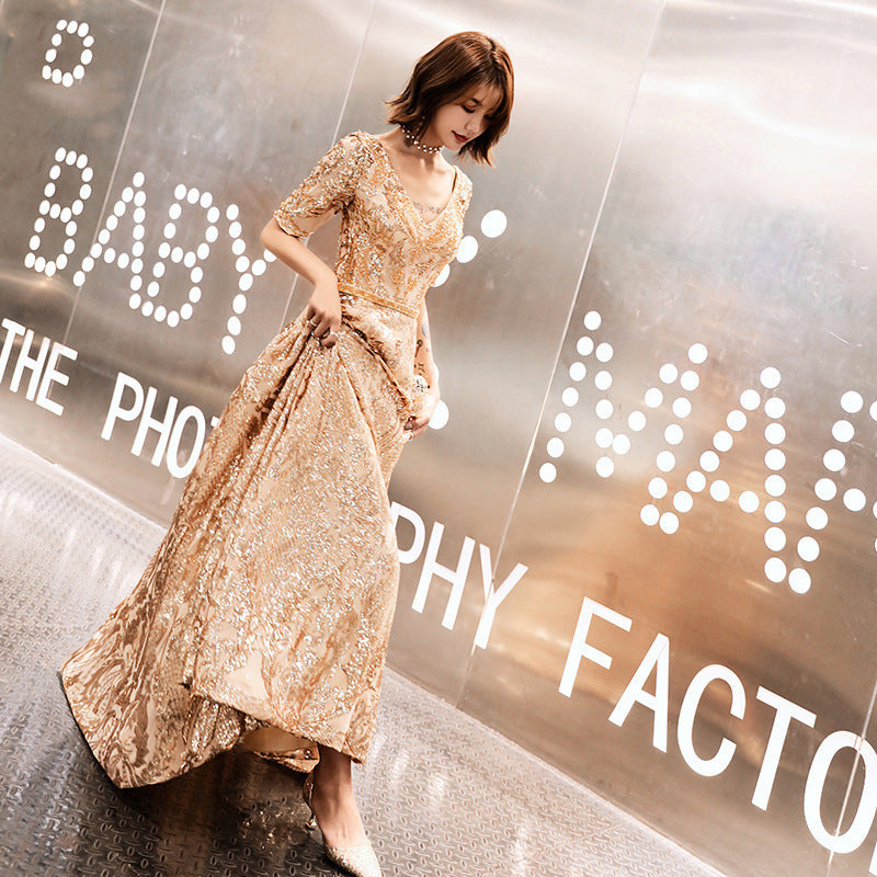 Women's Long Chinese Style Toast Dress For Dinner EX-STOCK Canada