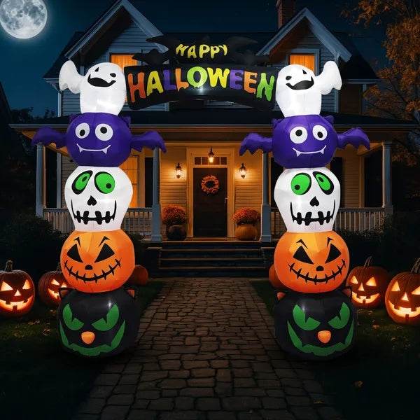 8.2 FT Cute Halloween Inflatables Pumpkin Archway Outdoor Decoration, Giant Blow Up Yard Arch Decorations With Built-in LED Lights For Holiday Party Front Yard Lawn Garden Decor - EX-STOCK Canada