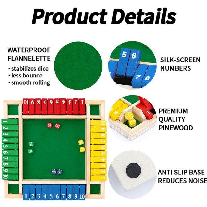 Children Dice Game,2-4 Player Family Wooden Board Table Math Games For Adults And Kids. - EX-STOCK Canada