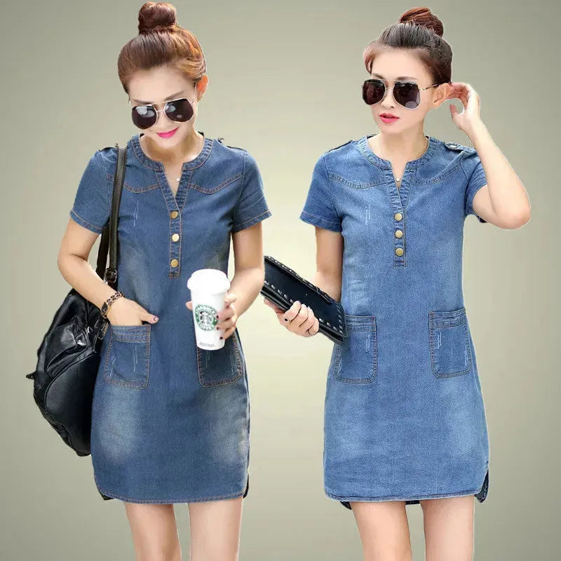 Abito mini jeans casual in denim