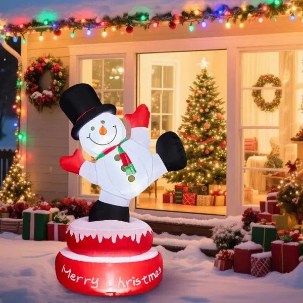 4.8FT Lighted Christmas Inflatable Decoration, Large Rotating Snowman With Motor, Funny Blow Up Yard Decorations With Built-in LED Lights For Holiday Party Front Yard Lawn Garden Decor EX-STOCK Canada