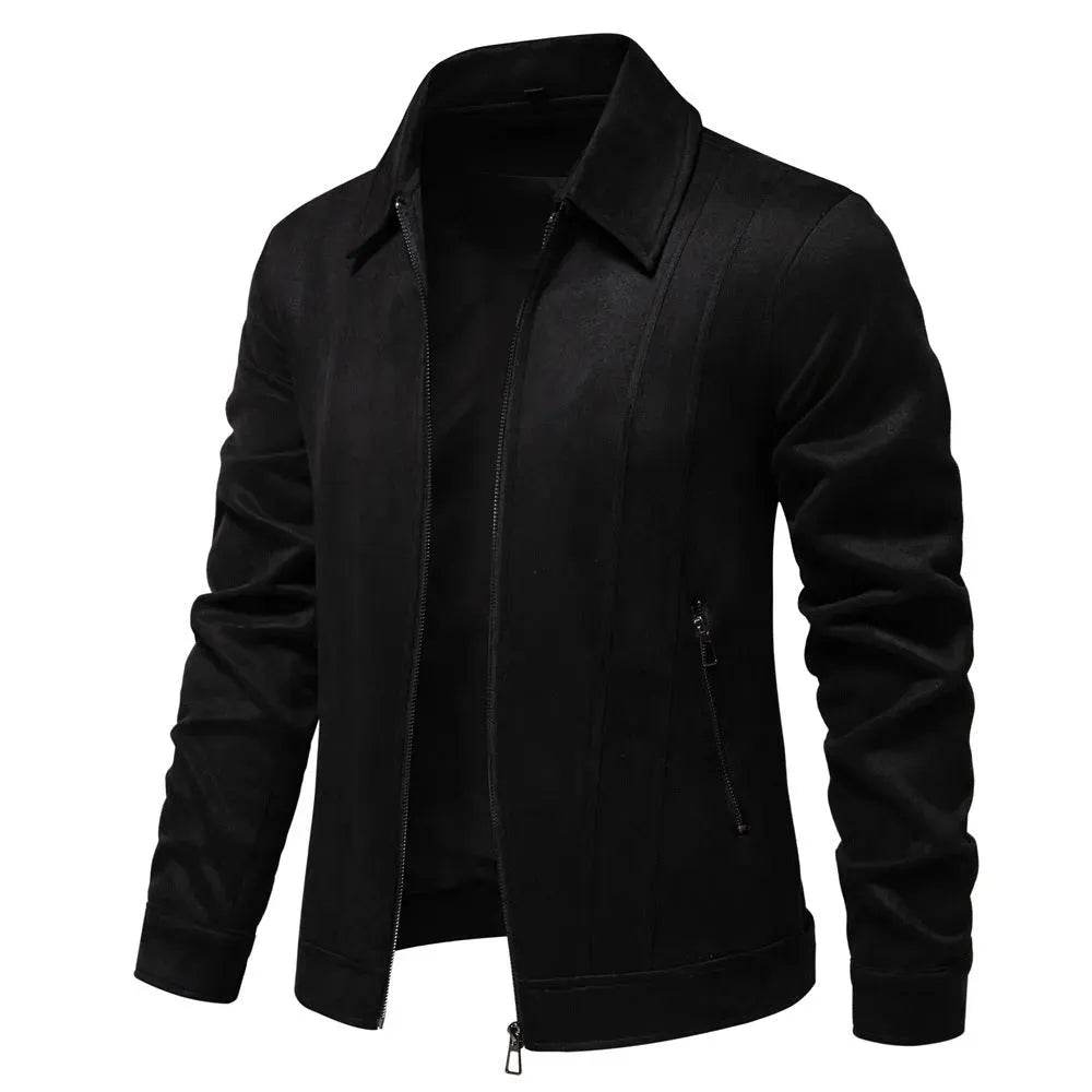 Fashion Lapel Zipper Jacket Autumn And Winter Solid Suede Coat Men's Clothing Outdoor - EX-STOCK Canada