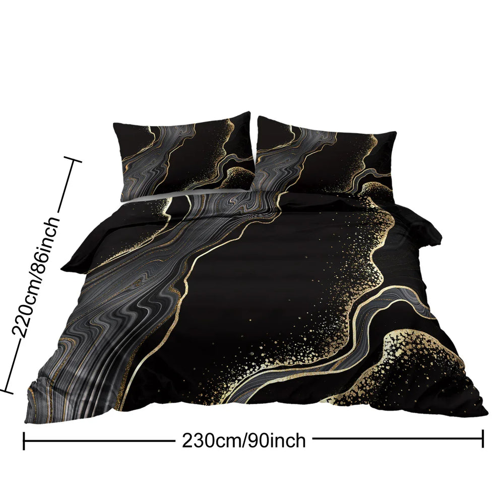 Black Gold Grey Marble Bedding Watercolor Marble Duvet Cover Set Abstract Chic Printed Design Quilt Cover Single 1 Duvet Cover 2 Pillowcases EX-STOCK Canada