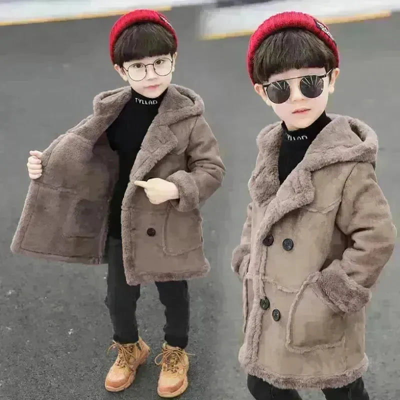 Fashion Boys' Suede Padded Trench Coat - EX-STOCK CANADA