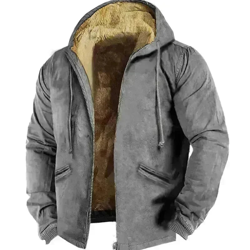 Winter Thick Fleece-lined Cotton-padded Coat Drawstring Jacket Cardigan for Men - EX-STOCK CANADA