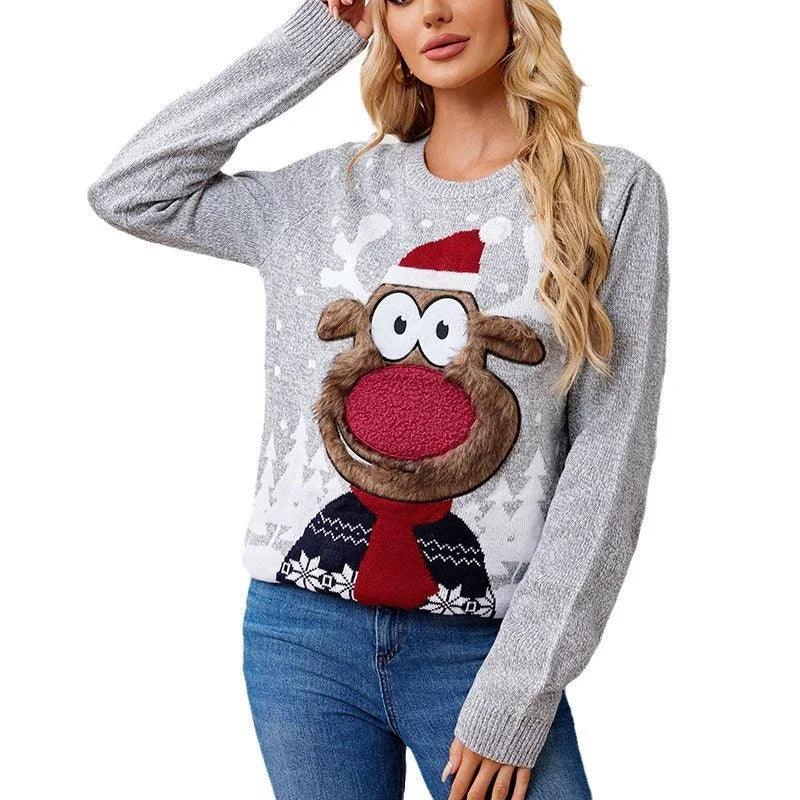 Pull-over gris ample et décontracté pour parent et enfant pour NoëlEX-STOCK Canada
