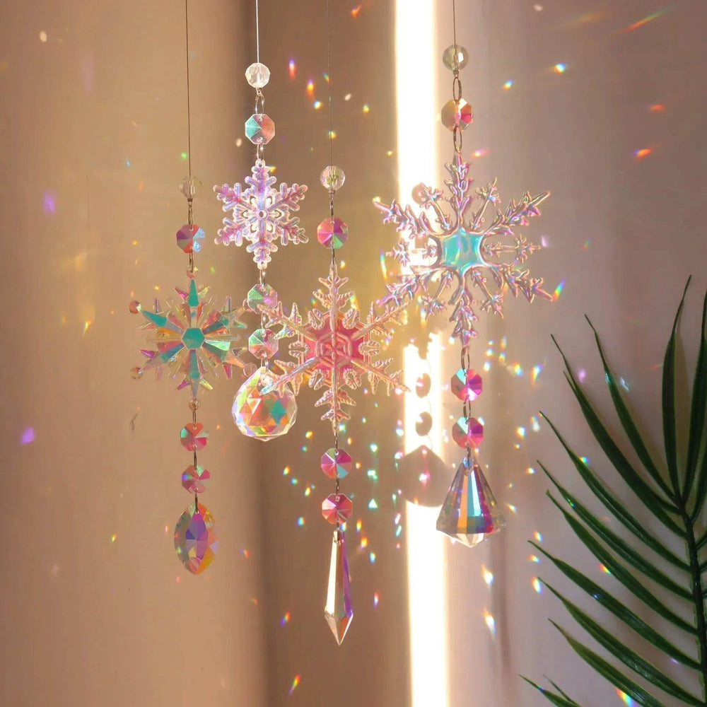 Christmas Colorful Snowflake Crystal Sun Catcher Ice Pillar Pendant Window Christmas Tree Decoration Party Pendant Christmas Decorations - EX-STOCK Canada